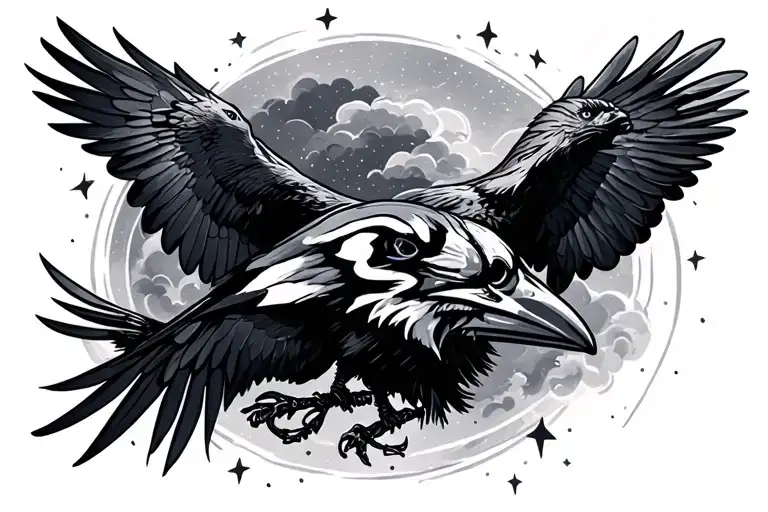 Ravens And Star Filled Sky
