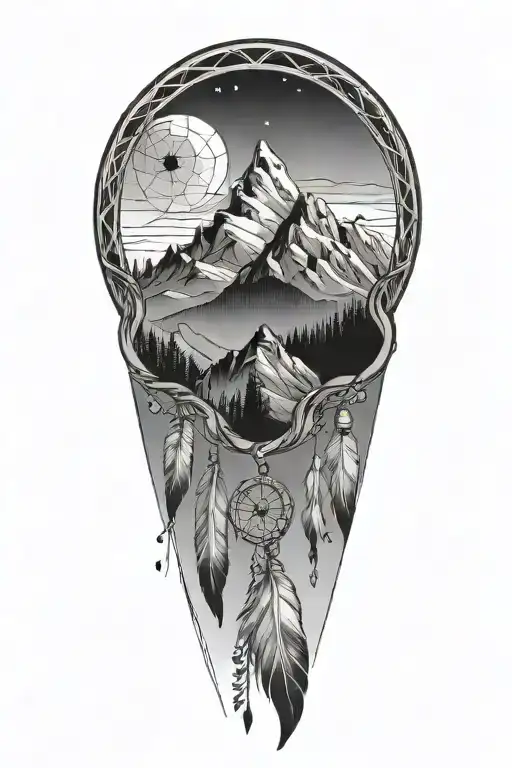 Mountain Landscape And Dream Catcher