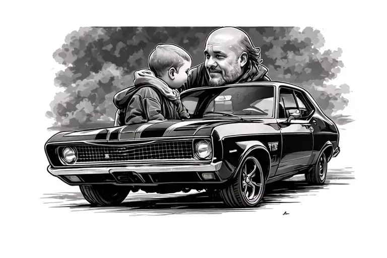 Father And Son With Car