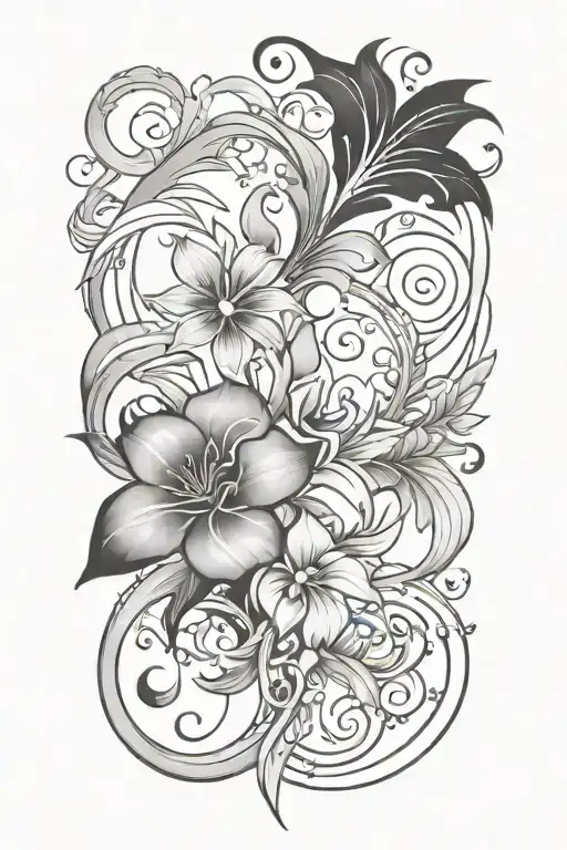 Name Tattoo Design Combining Elements
