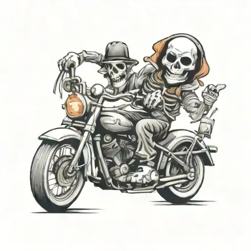 Skeleton Clown Riding Motorcycles With Words Campbell And Initials Sl
