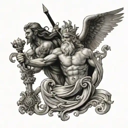 Zeus Y Poseidon God And The Universe And Heaven Gates With A Eagle