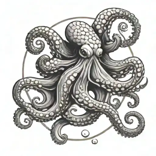 Octopus Attacking A Full Moon