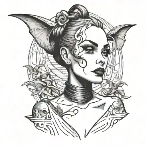 Shel Silverstein Style Portrait Of A Dominatrix