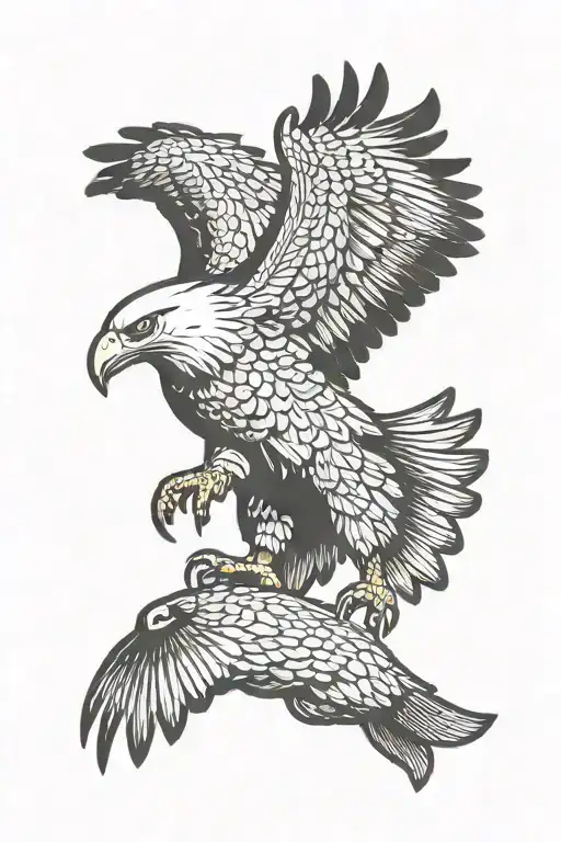 Eagle Grabbing A Fish In Air