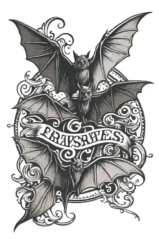 Script Font With Bats