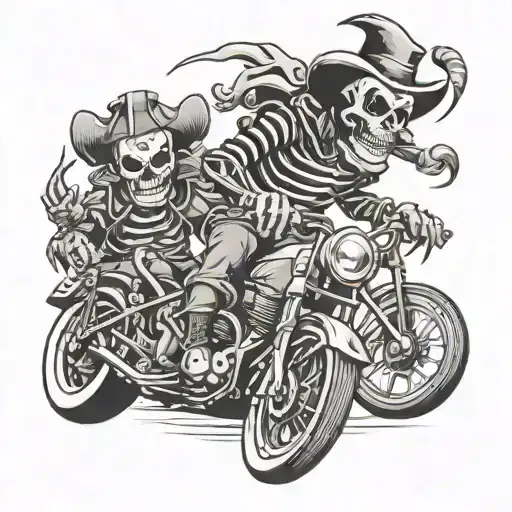 Skeleton Clown Riding Motorcycles