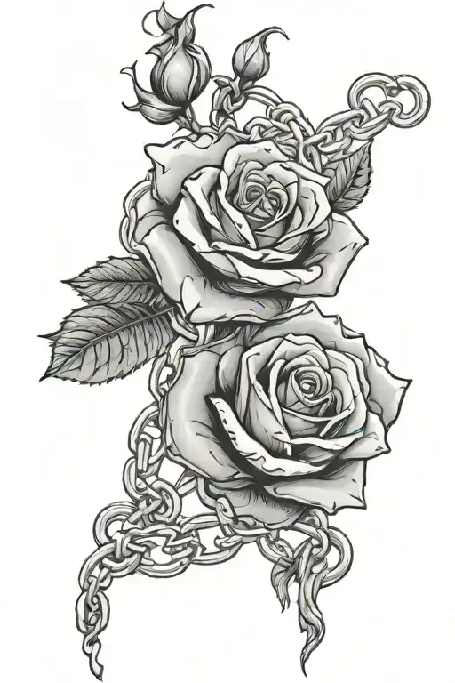 Bio Mechanical Rose Wrapped In Chains