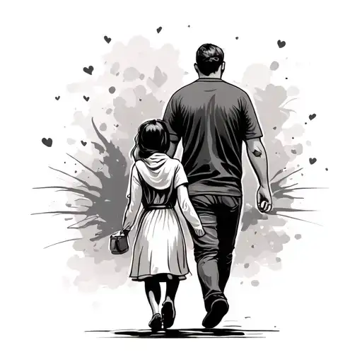 Daughter And Dad Walking