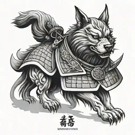 Japanese Realistic Samurai Dog