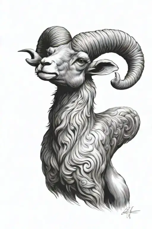 Black Ram Standing Up