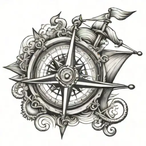 Sail Ship Compass Anchor