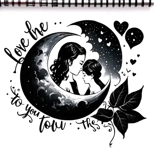 Mother Son Tattoo Emphasizing Love You To The Moon