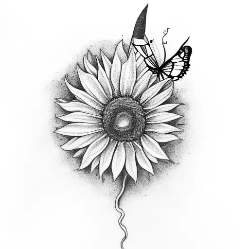 A Lightning With A Butterfly And Sunflower