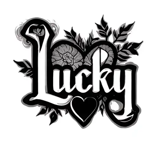 Word Lucky With Heart At The End