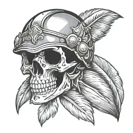 Skull In Vector Helmet Piercethe Jaw By Indian Spear