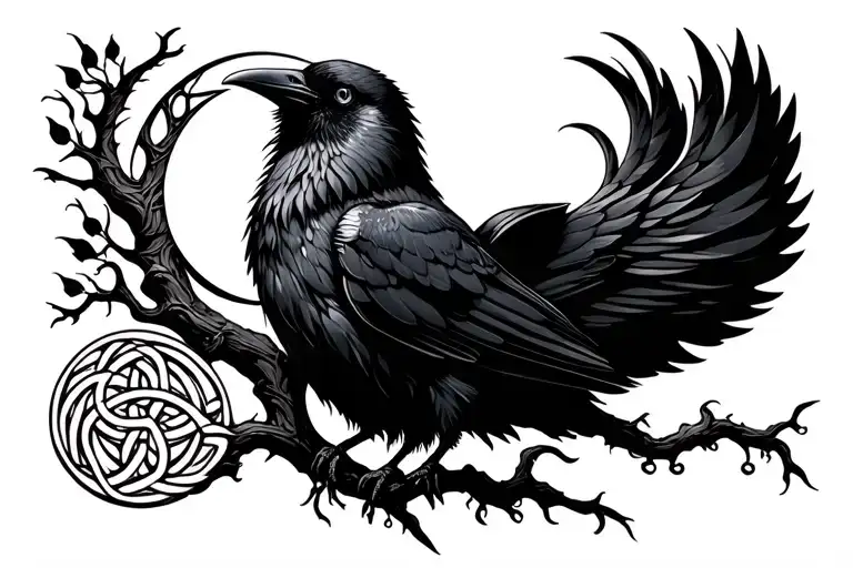 Celtic Tree Of Life Crow And Moon Celtic Knot