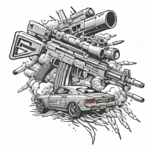 Ak47 With Car Bombs And Explosion Scenes