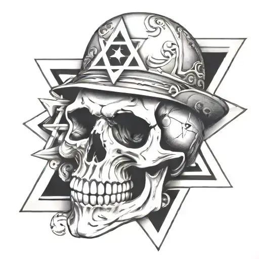 Skull With Nt And Star Of David Incorporated In Design