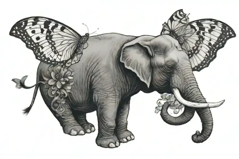 Butterfly Perched On Elephant