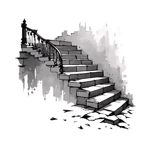 A Staircase With A Broken Step