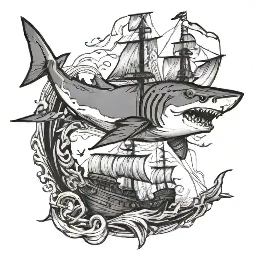 Shark And Pirate Ship