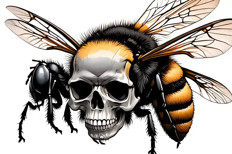 Bee Hovering With A Skull