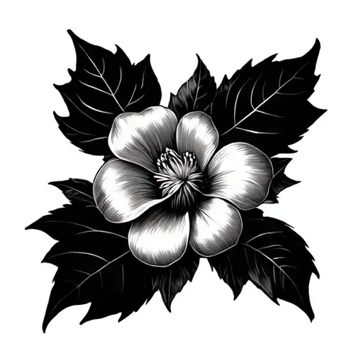 Lys Flower Black Leaves Forming The Shape