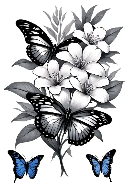 Butterflies Hawaiian Flowers