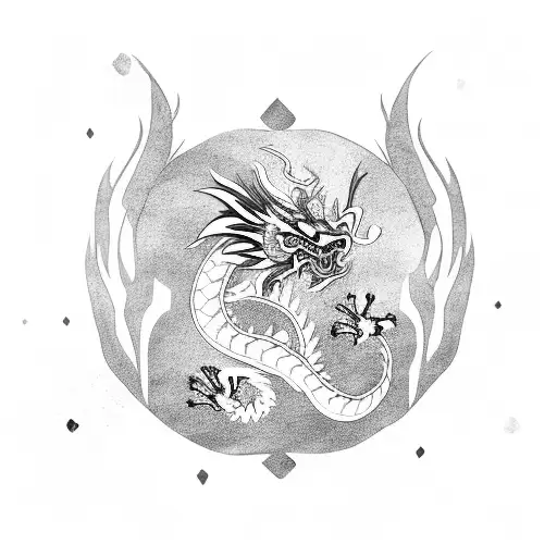 Chinese Dragon Guarding A Heart Shape