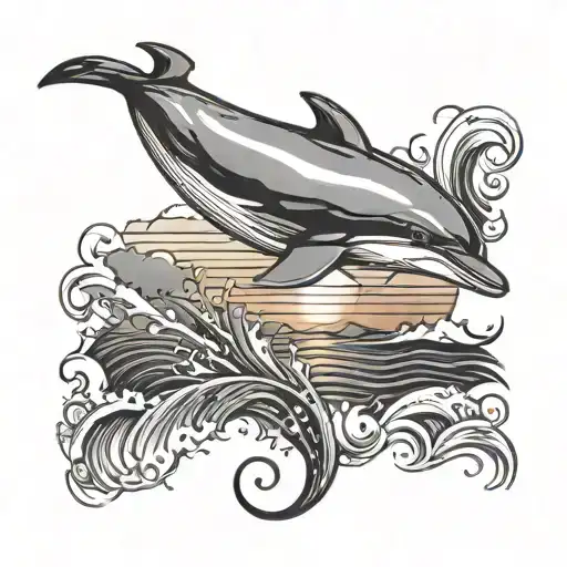 Dolphin Sea Sunset Background