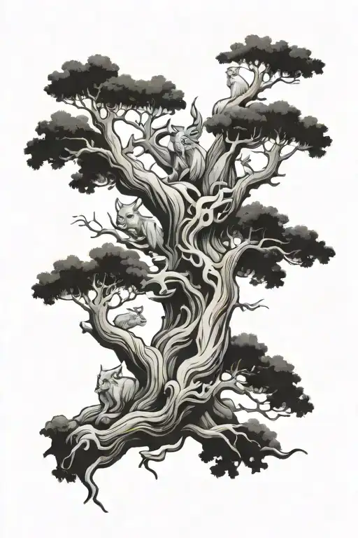 Tree Branch With Forest Spirits