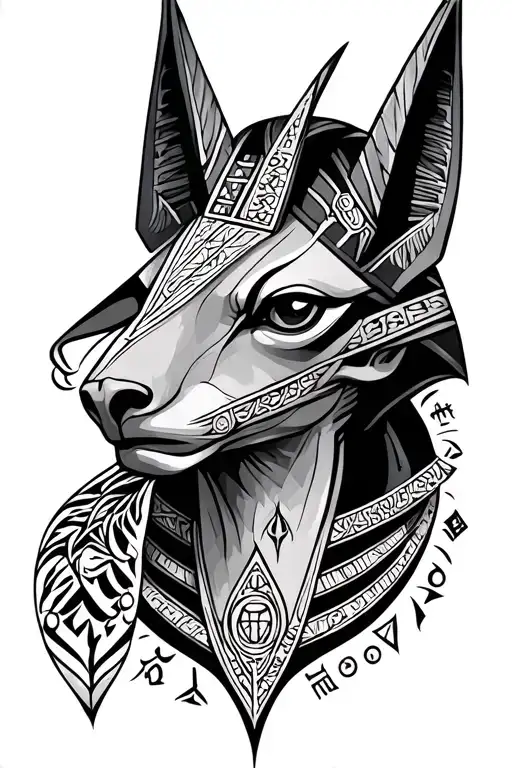 Anubis Nordic Runes Engraved