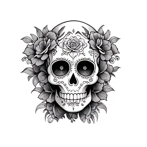 Sugar Skull With Scroll