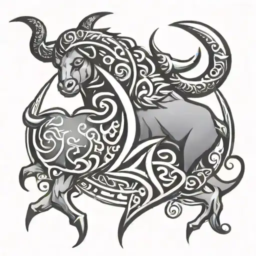 Tribal Taurus Astrolical Symbol Interlaced With A Gemini Symbol