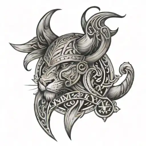 Use The Letters Of The First Name Amaury To Draw An Animal In A Viking Style