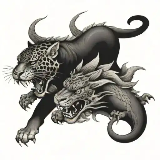 Jaguar And Dragon Fighting Each Other