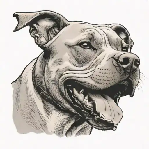 Tan And White Pit Bull With Tongue Out