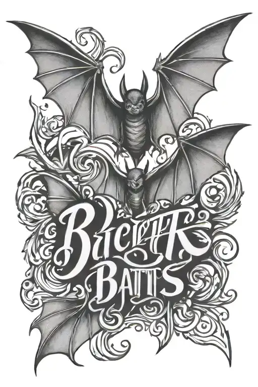 Script Font With Bats