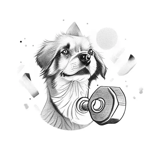 A Student Lifting Weights In The Gym With A Silhouette Of A Dog In The Background