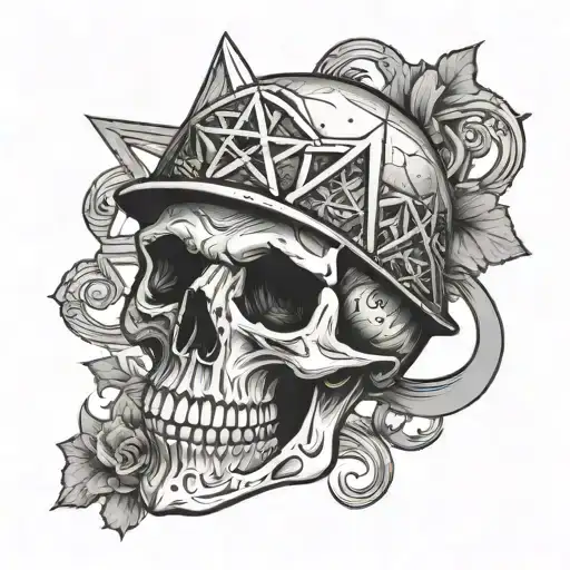 Skull With Nt And Star Of David Incorporated In Design