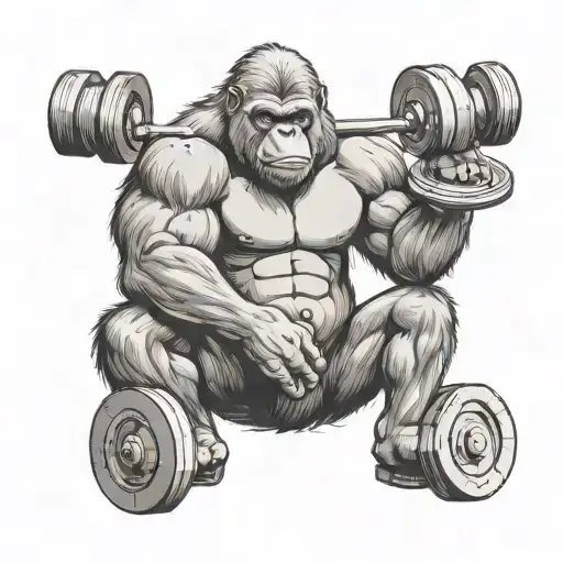 White Gorilla Lifting Weights