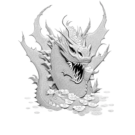 A Dragon Emerging From A Sea Of Cherry Blossom Petals