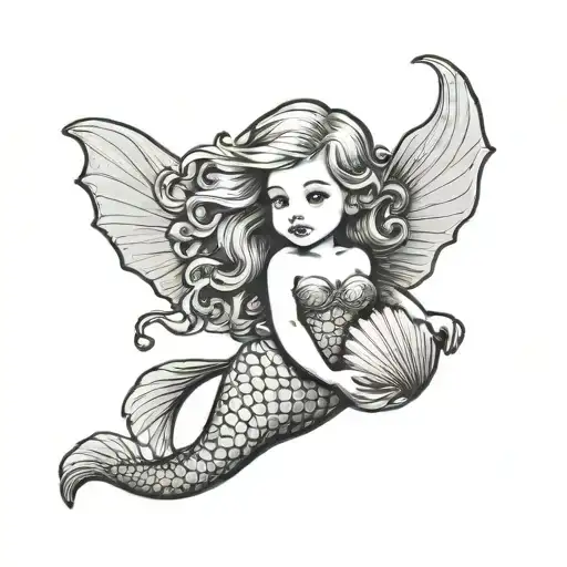 Baby Mermaid In Shell