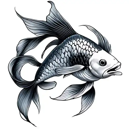 Simple Black And White Koi Fish
