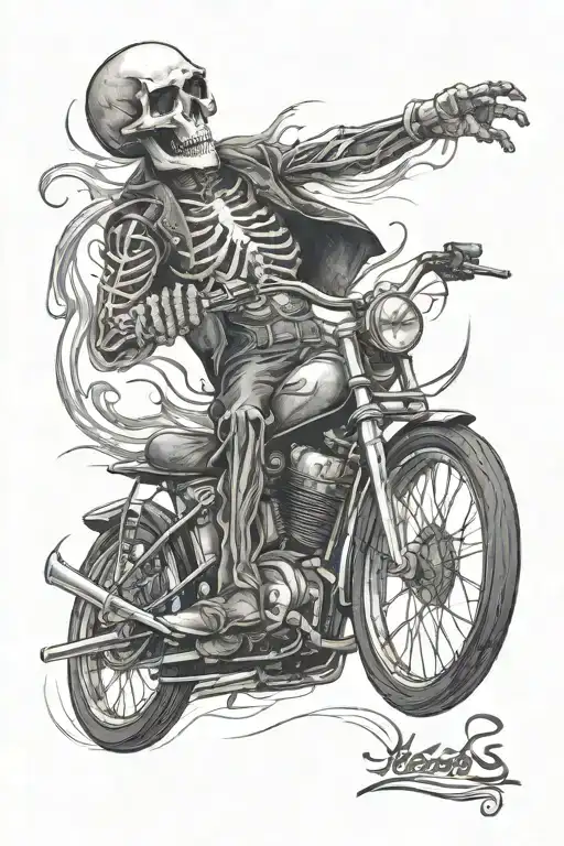 Skeleton Riding An American Bike
