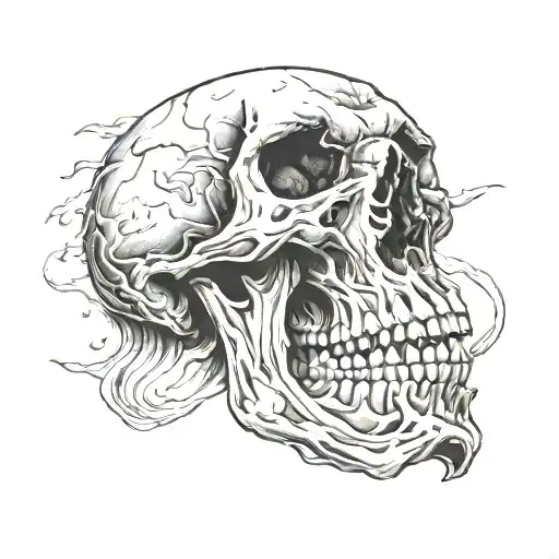 Skull Mouth Open Looking Up At The Sky