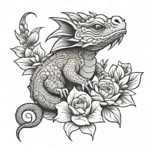 Little Dragon With Flowers