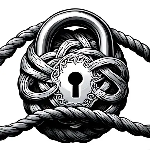 Celtic Lock Intertwined With Knotted Rope Wrapping