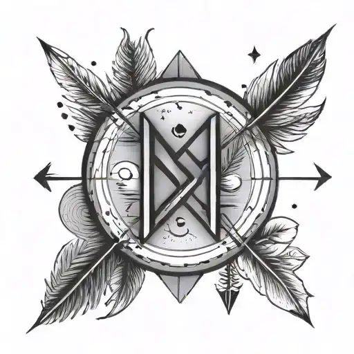 Geometric Arrows Initials Moon Fine Line